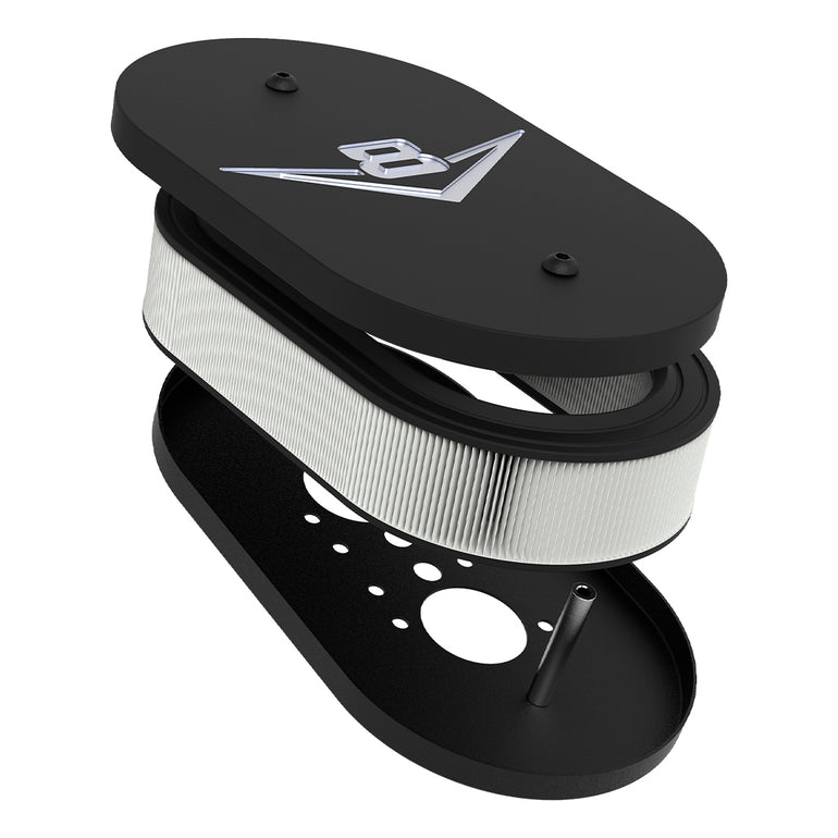 FILTRO DE AIRE CAST SERIES OVAL PARA CARBURADOR - LOGO V8