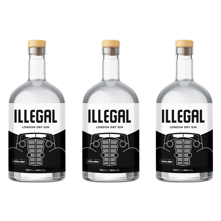 ILLEGAL LONDON DRY GIN X 750 ML X 3 UN.