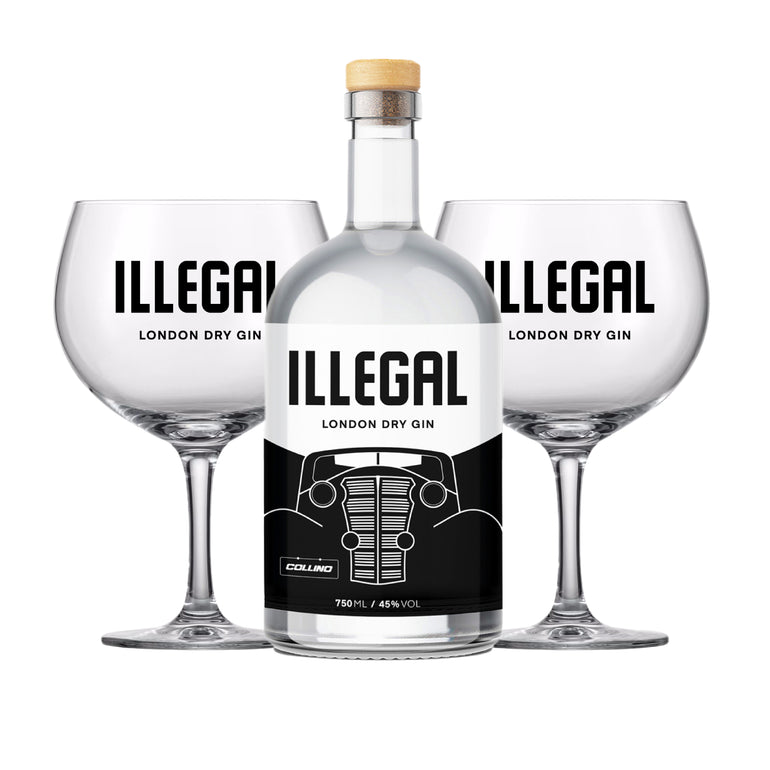 ILLEGAL LONDON DRY GIN X 750 ML + 2 COPAS