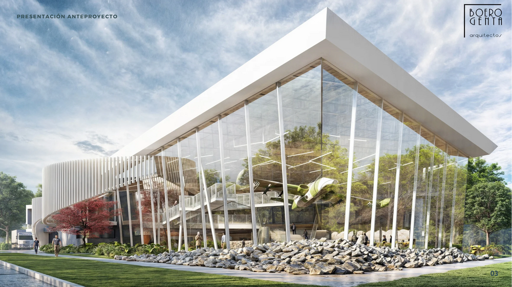 Render del hangar principal